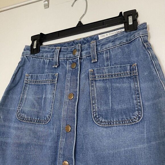 RAG & BONE santa cruz mini skirt capitol button front denim size US 25 - Picture 4 of 6